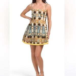 Christian Lacroix Stained Glass Fit & Flare Linen Dress